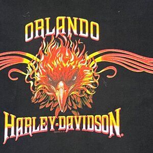 Harley Davidson Mens Medium Orlando Firebird logo Black